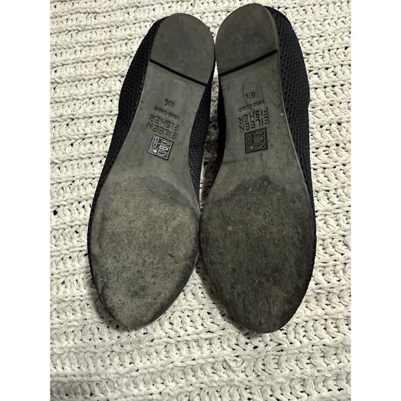 Eileen Fisher Knit Slip On Ballet Shoes Flats Textile Leather Womens 8.5 Black - Picture 8 of 9
